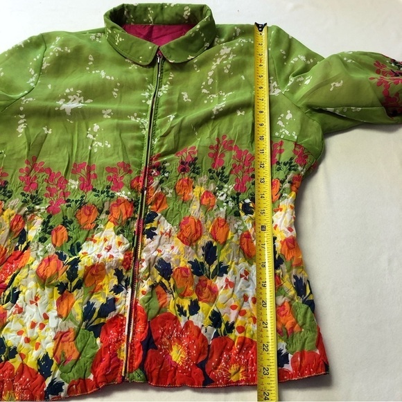 Ubu Floral & Pink Reversible Crinkle Travel Lightweight Full Zip Jacket  Size Md - Picture 13 of 13